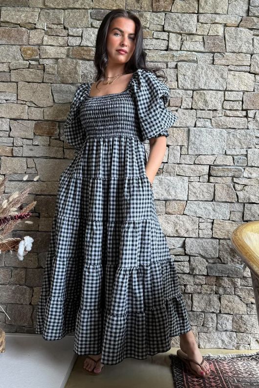 Nonni Gingham Darling Dress Black